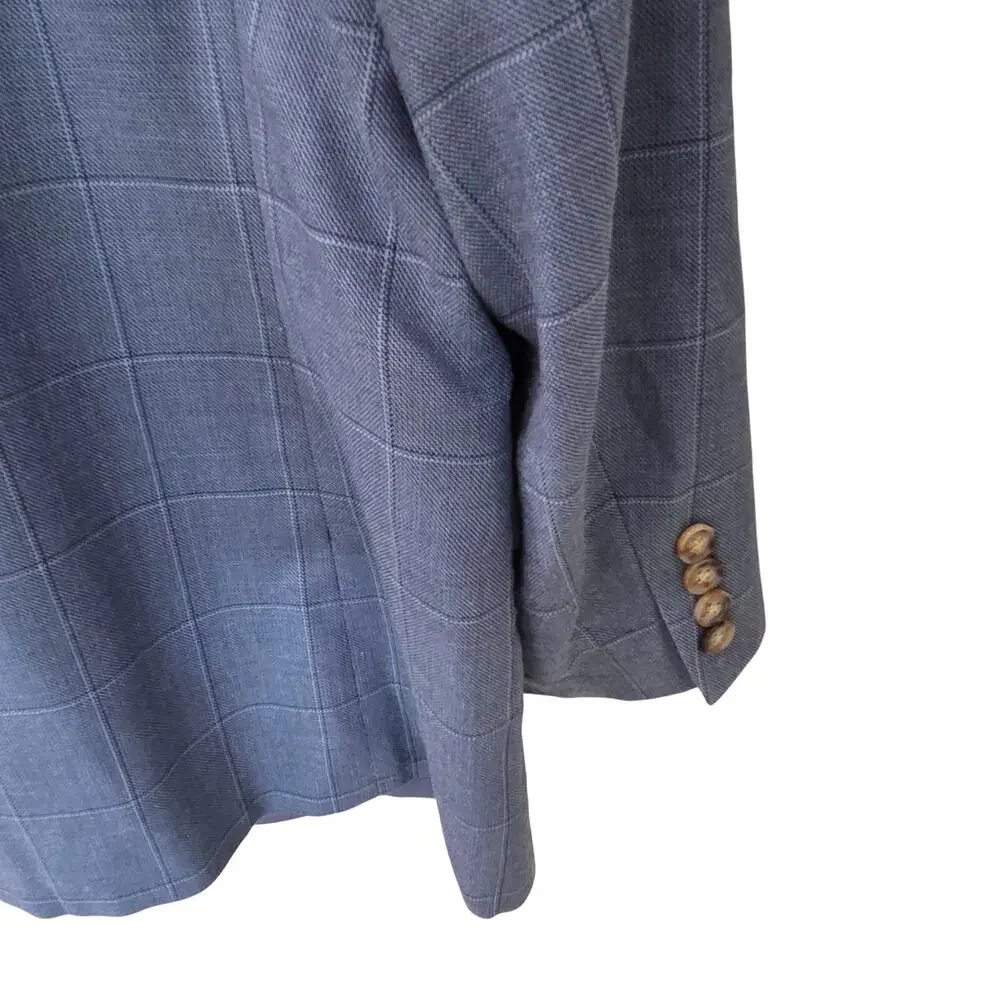Men's Two Button Windowpane Plaid Suit Coat, Laruen,  Ralph Lauren, Size 44R